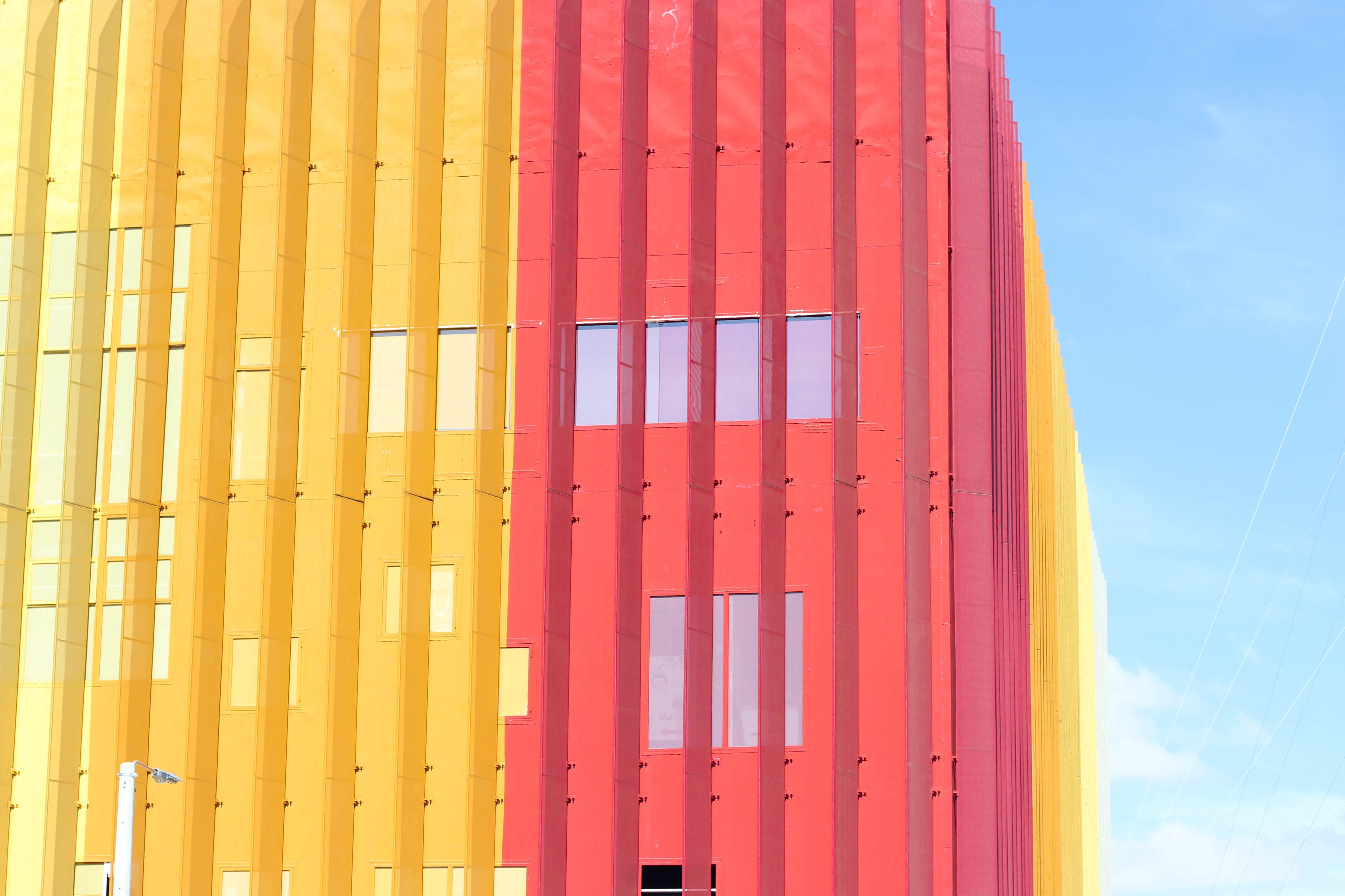 red and yellow building
