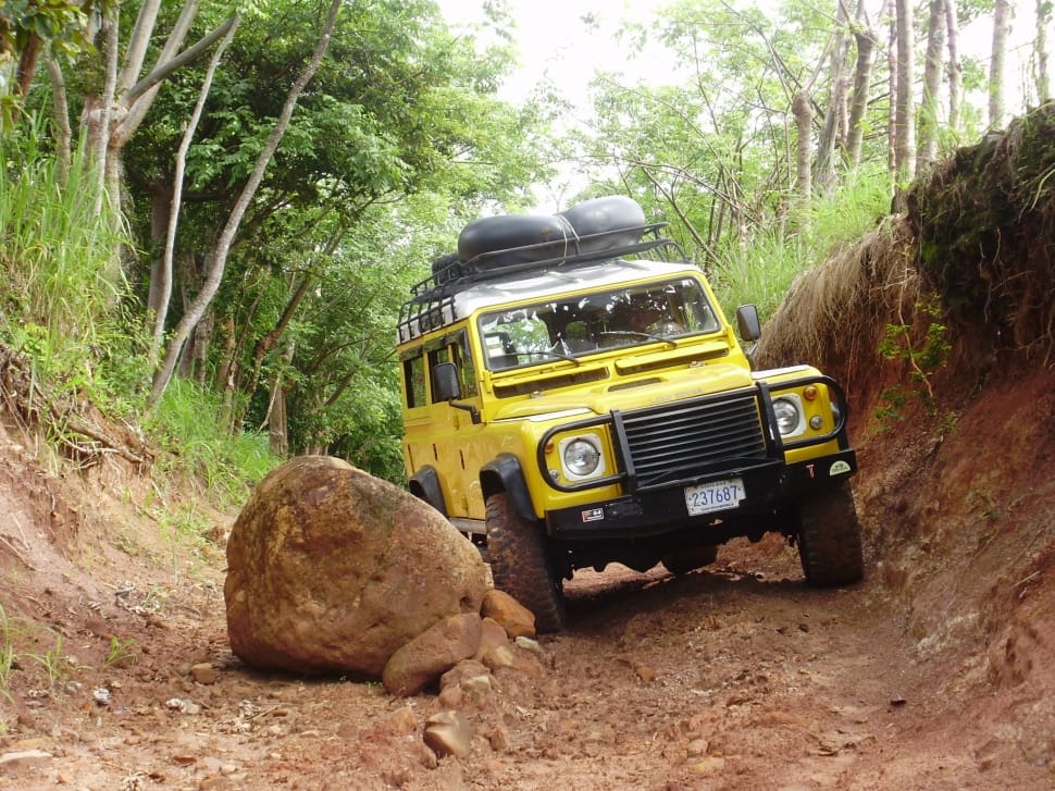 yellow jeep trailing on mountain preview