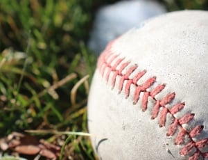 white baseball on grass thumbnail
