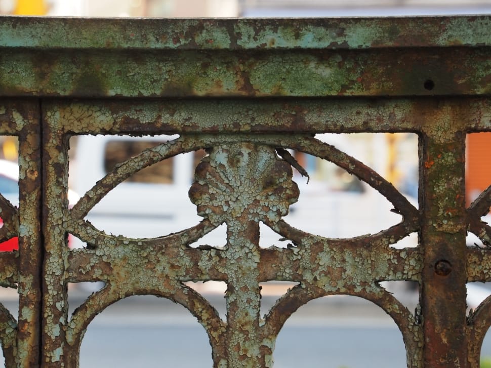 shallow focus photography of rusted gray railing preview