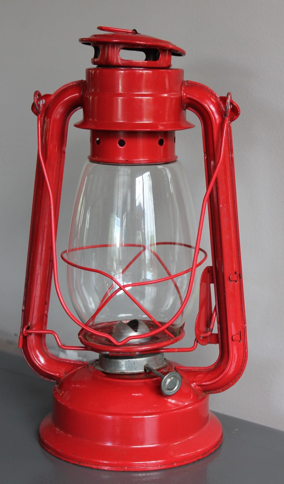 red and clear glass tubular lantern preview