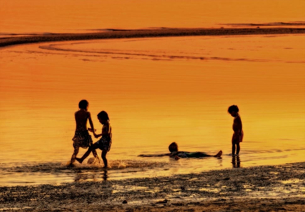 Children, Koh Samui, Beach, Play, Island, silhouette, sunset preview