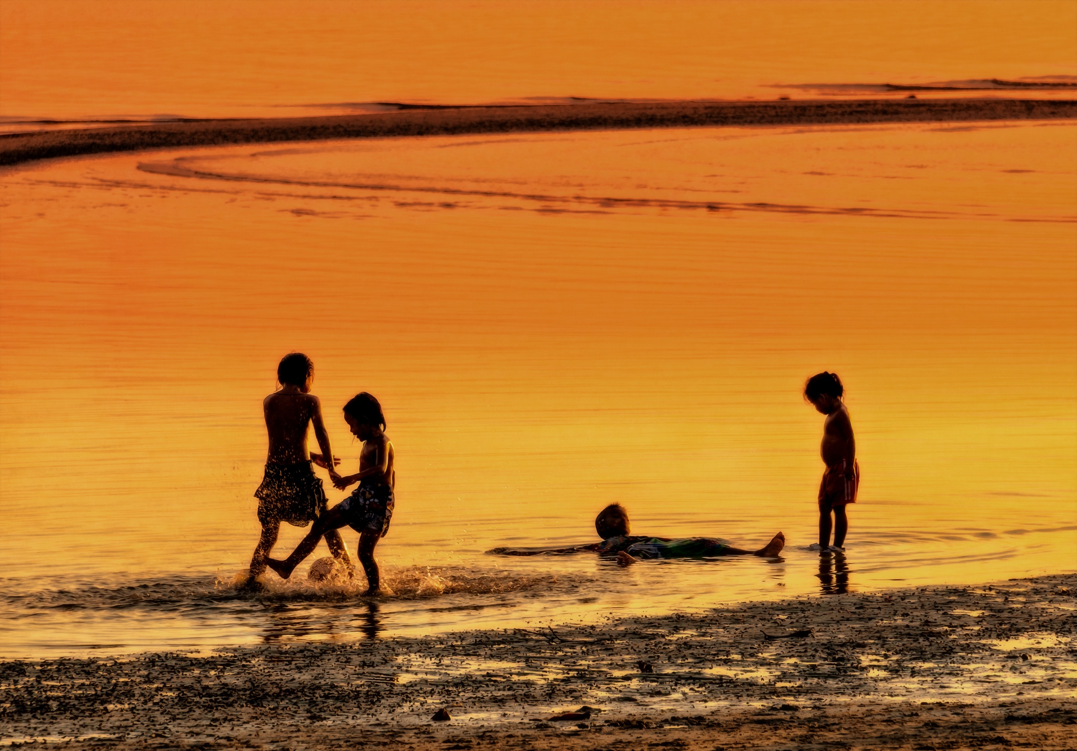 Children, Koh Samui, Beach, Play, Island, silhouette, sunset