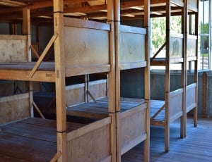brown wooden bunk beds thumbnail