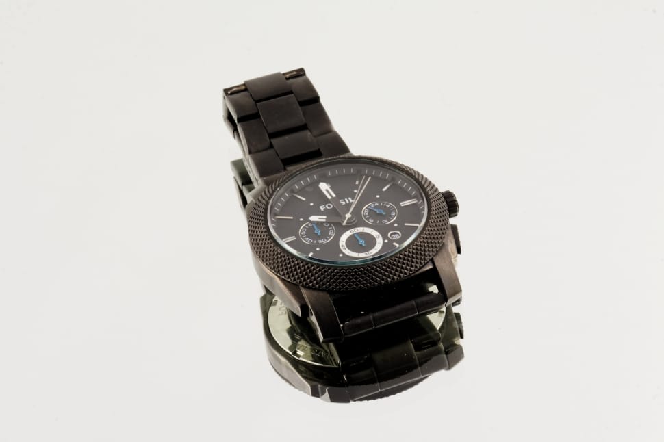 black strap fossil chronograph watch free image - Peakpx