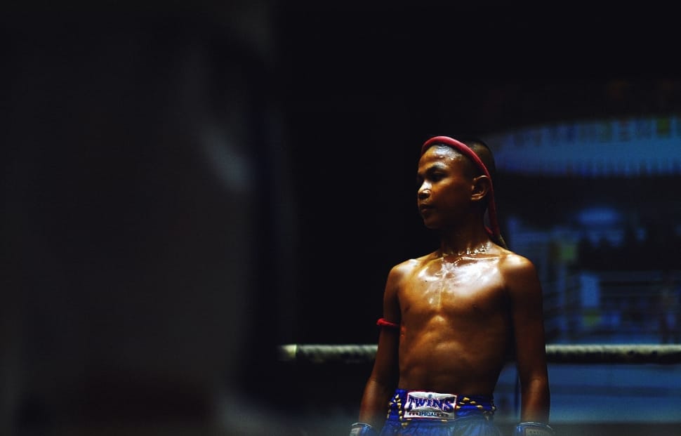 boy boxing player on ring preview