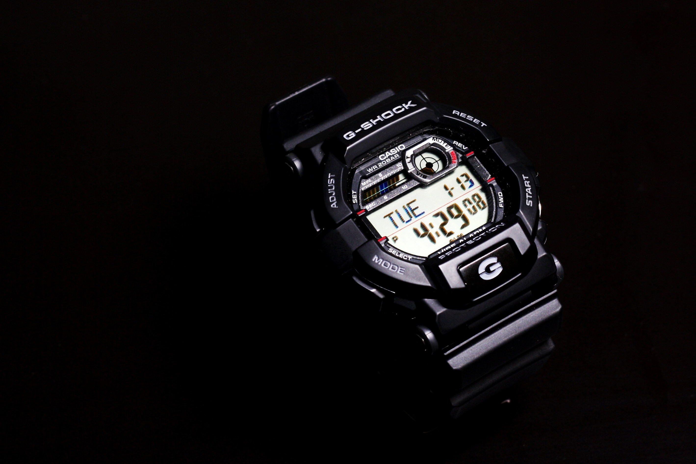 black casio g-shock digital watch