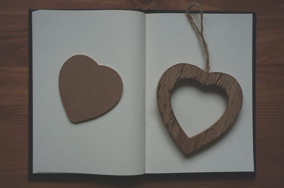 brown wooden heart cutout wall art preview