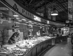 Seafood, Fish, Fish Market, illuminated, people thumbnail