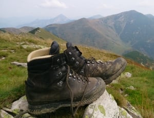 black lace up hiking boots thumbnail