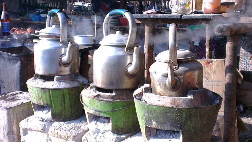 Aged, Metal, Myanmar, Kettles, Stoves, outdoors, day preview