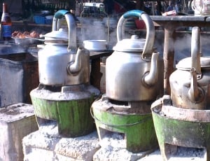 Aged, Metal, Myanmar, Kettles, Stoves, outdoors, day thumbnail