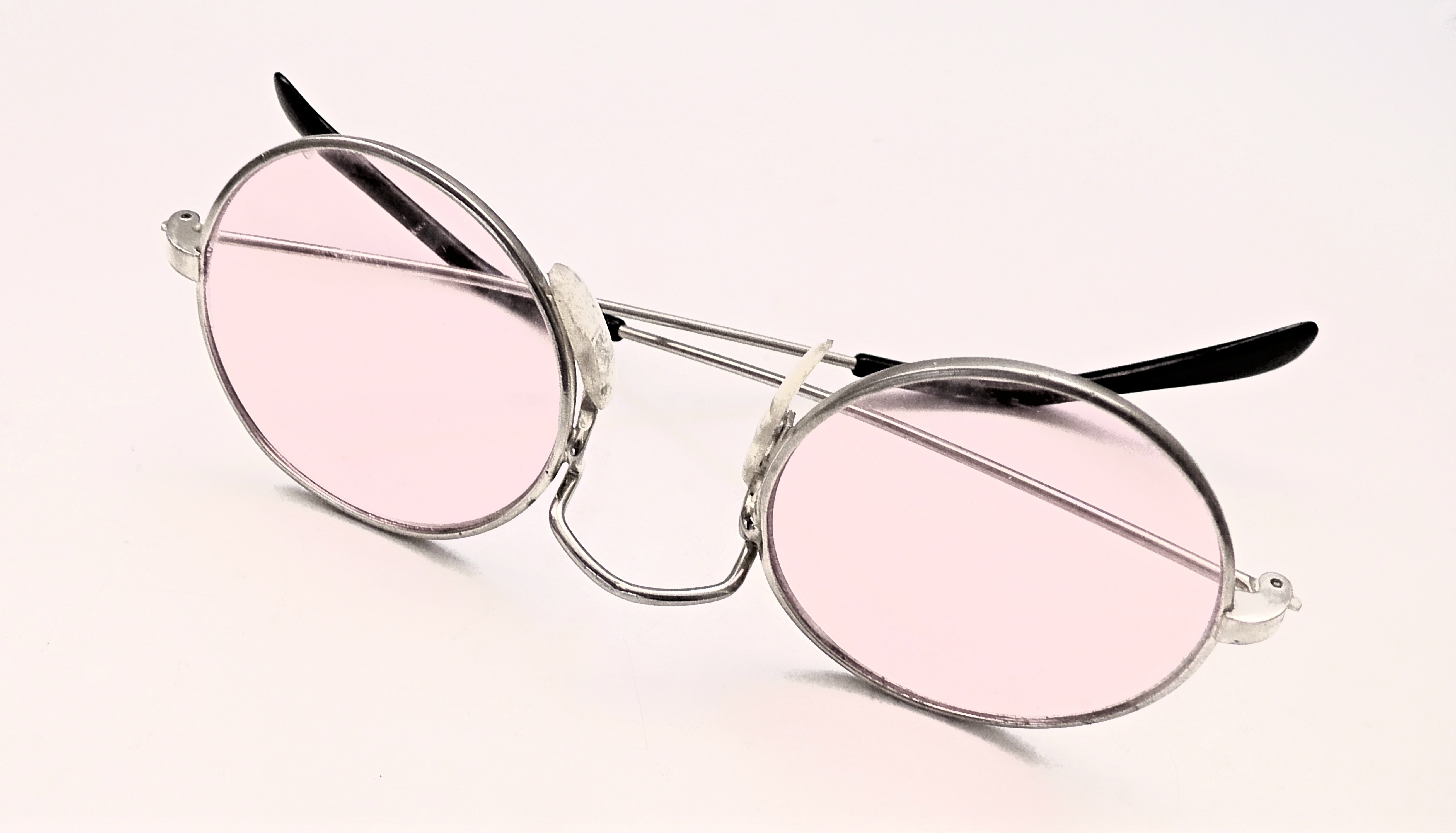 silver and black framed eyeglasses