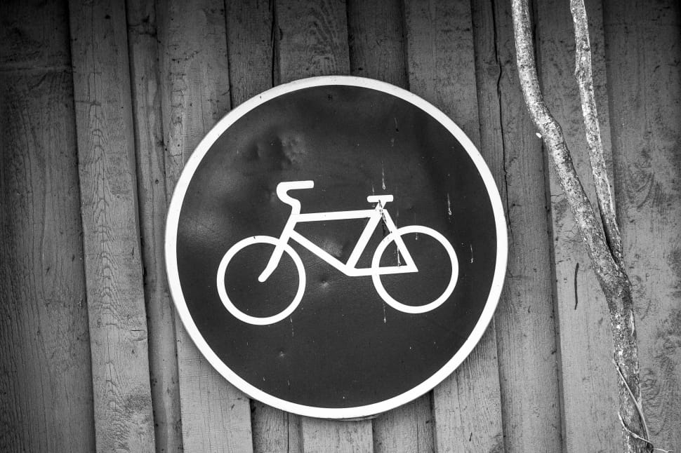 black and white bicycle round wall decor preview