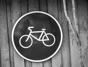 black and white bicycle round wall decor thumbnail