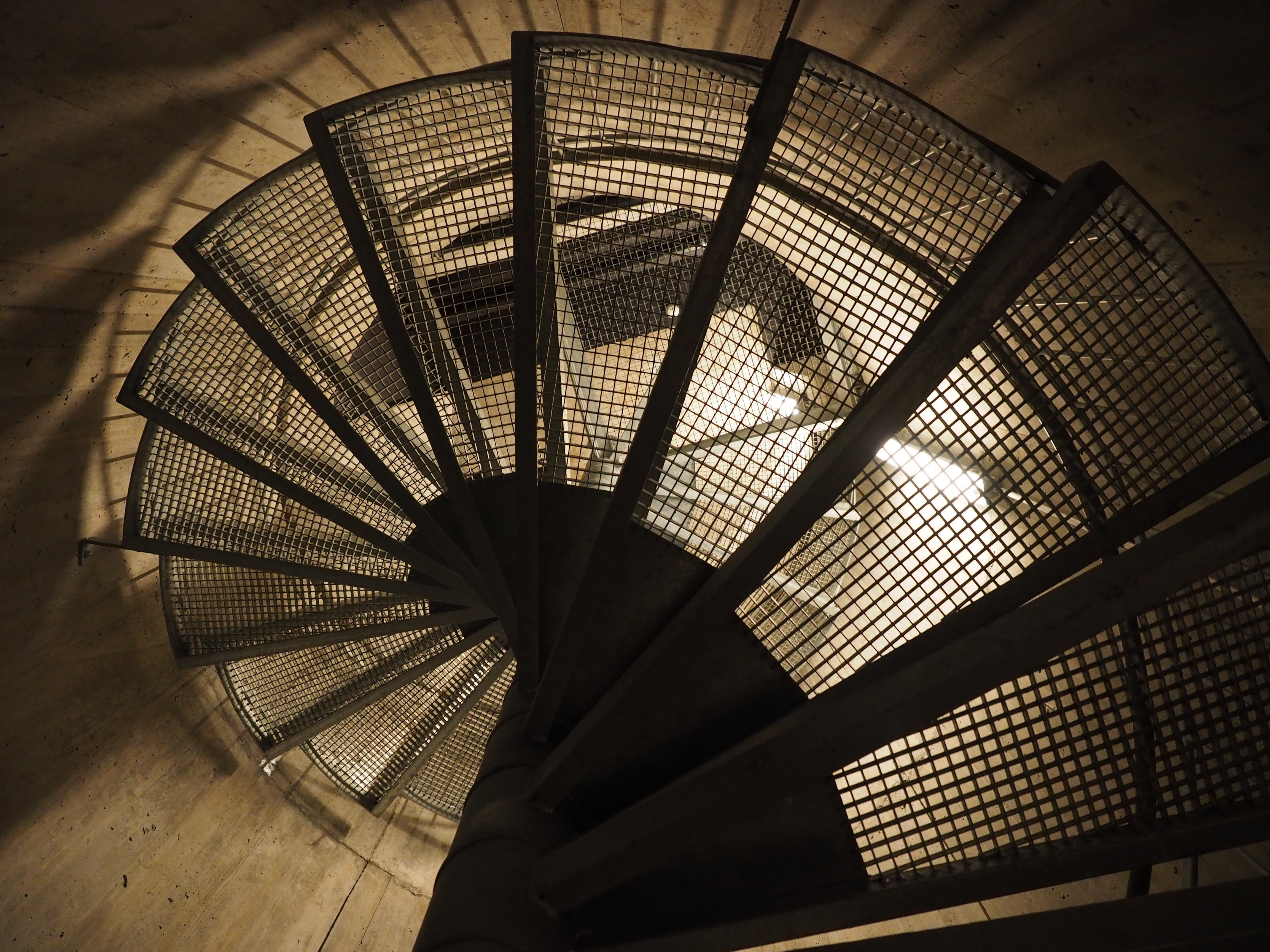 gray steel staircase
