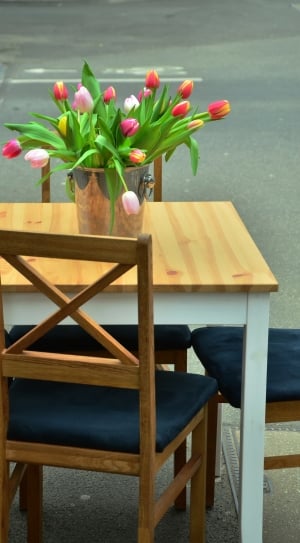 brown wooden table and chair set thumbnail