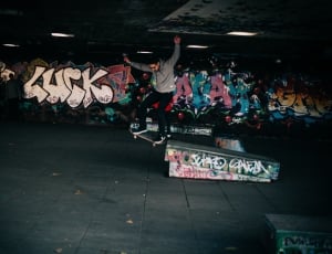 people, man, skateboarding, sport, text, graffiti thumbnail