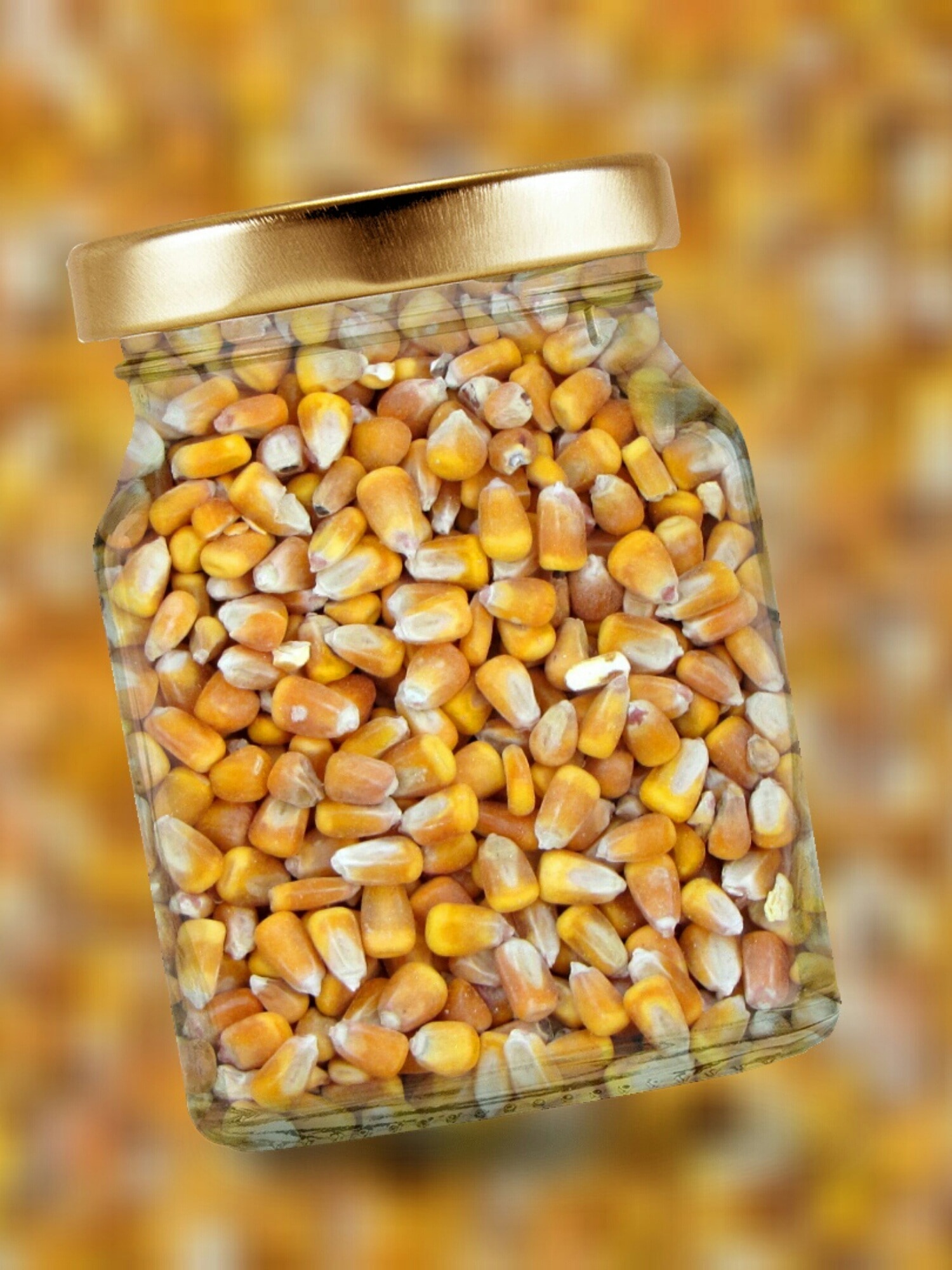 corn in glass bottle