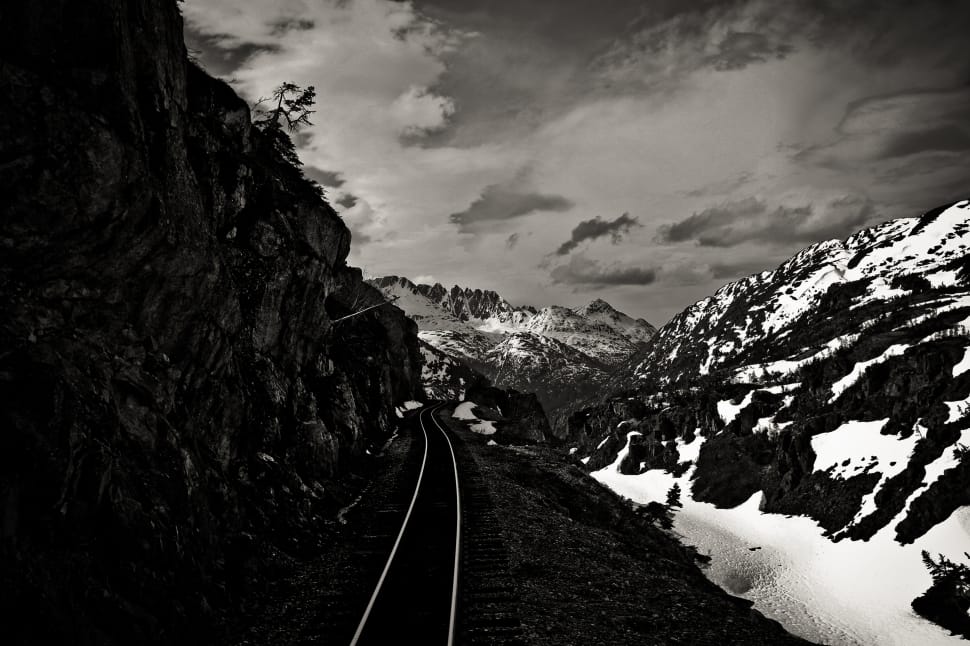 white and black train road photography preview