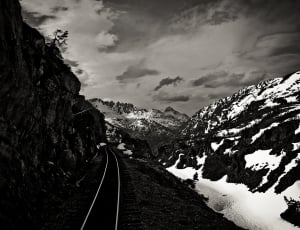 white and black train road photography thumbnail