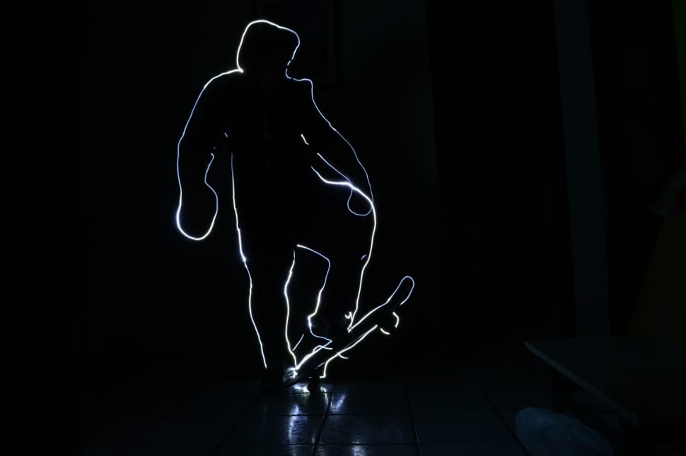 skating man neon light artwork preview