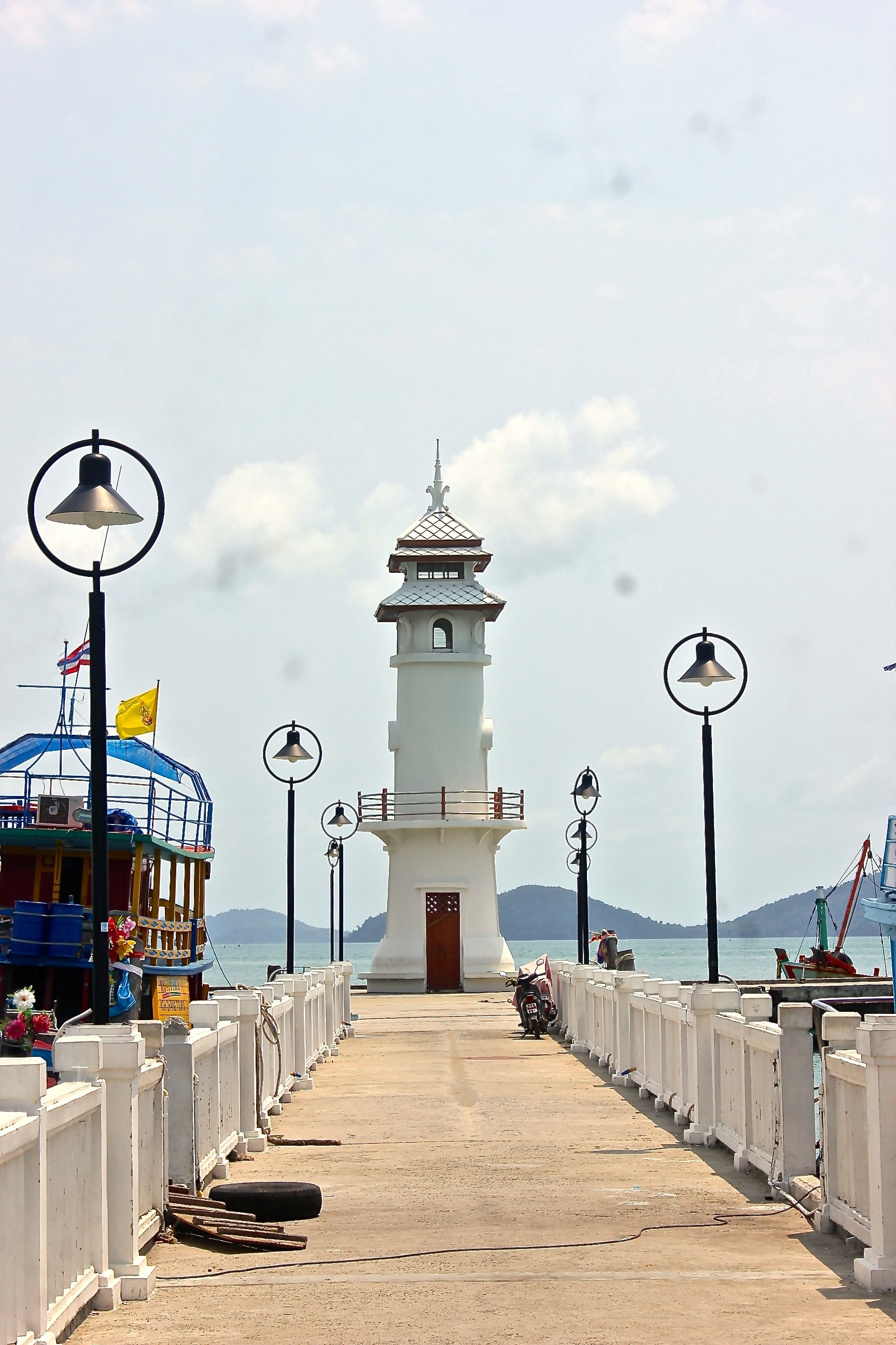 Pier, Lighthouse, Bangbao, Port, travel destinations, sky