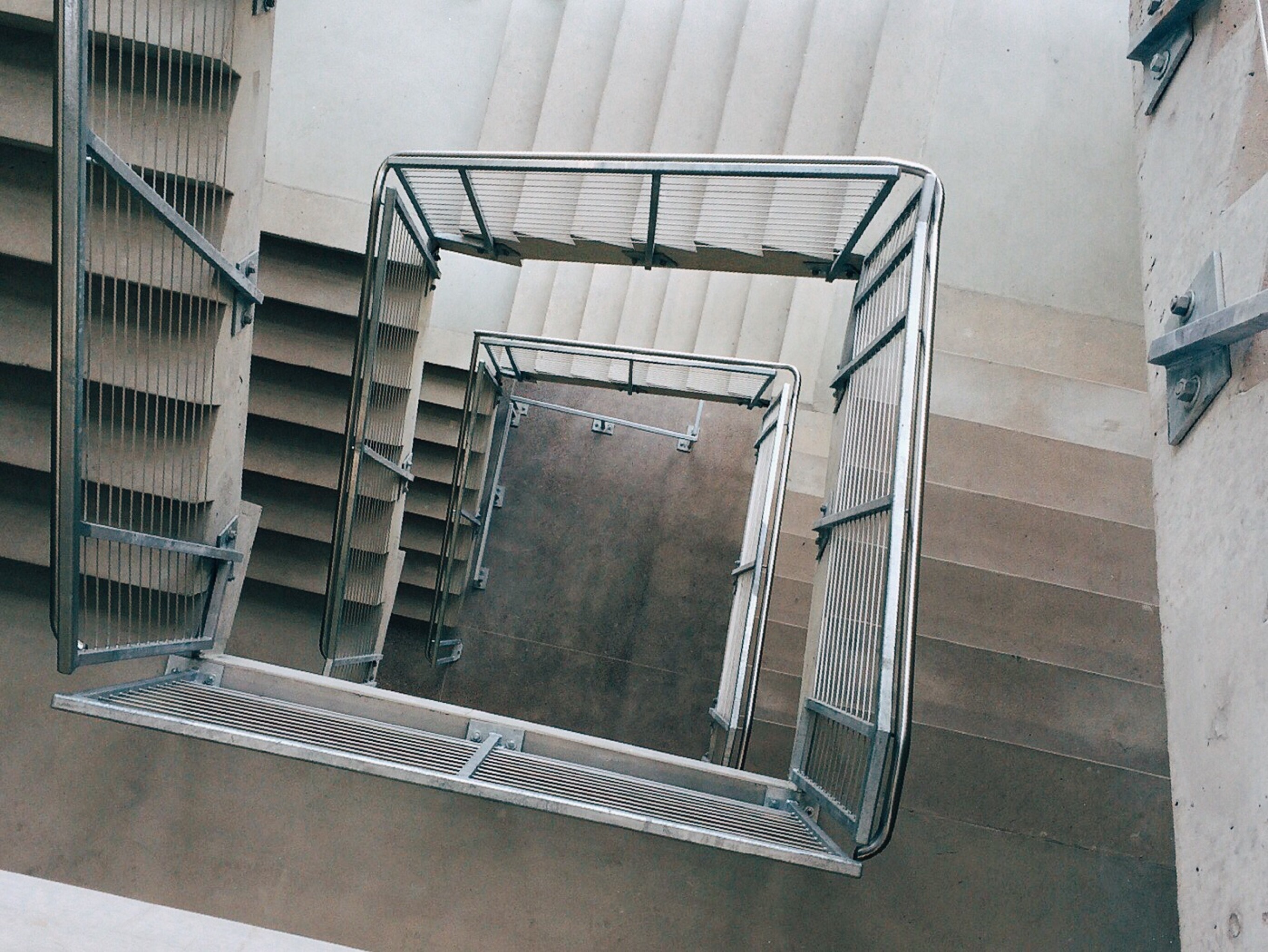 gray metal ladder balustrade
