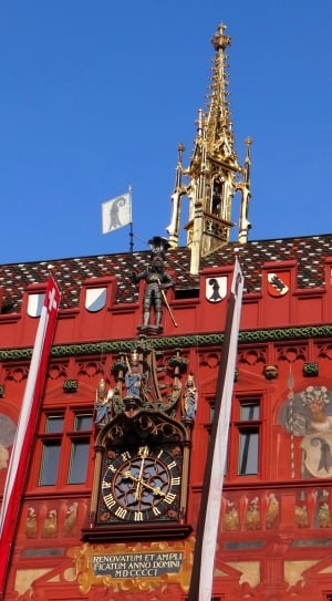 Home, Town Hall, Switzerland, Basel, Red, architecture, building exterior thumbnail