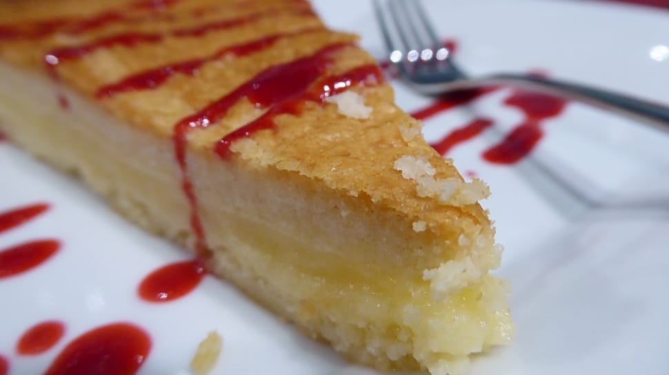 cassava cake with strawberry syrup preview