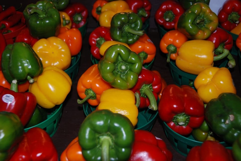 green yellow red plastic bell pepper lot preview