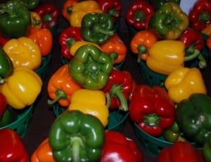 green yellow red plastic bell pepper lot thumbnail