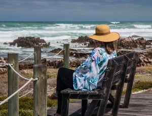 Woman Sitting, Seaside, Rocks, Alone, sea, beach thumbnail