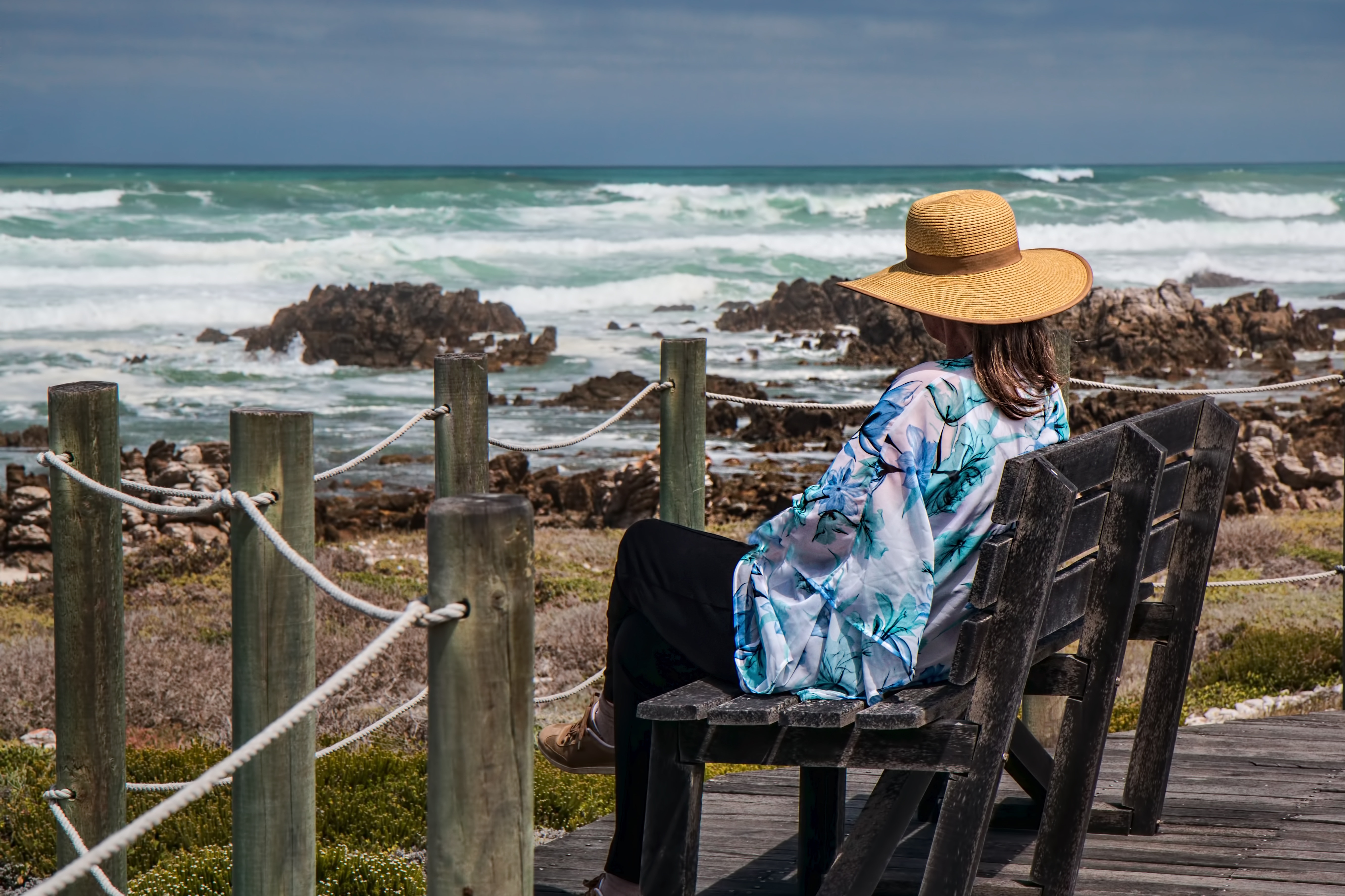 Woman Sitting, Seaside, Rocks, Alone, sea, beach