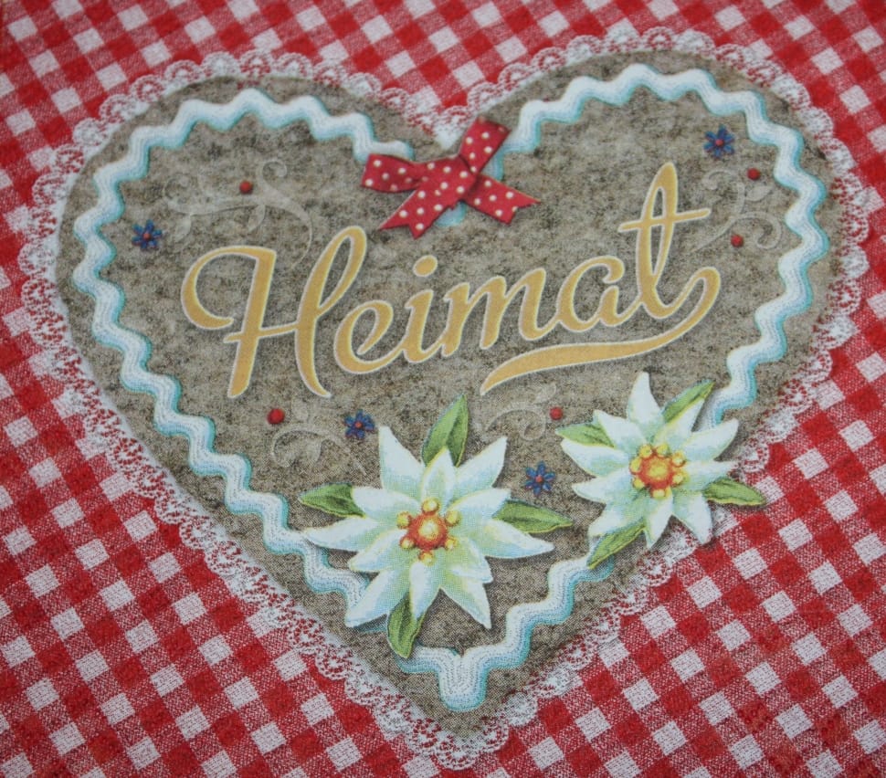 teal brown and beige heimat heart-shaped decor preview
