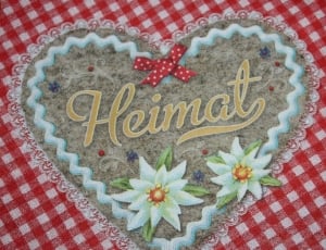 teal brown and beige heimat heart-shaped decor thumbnail