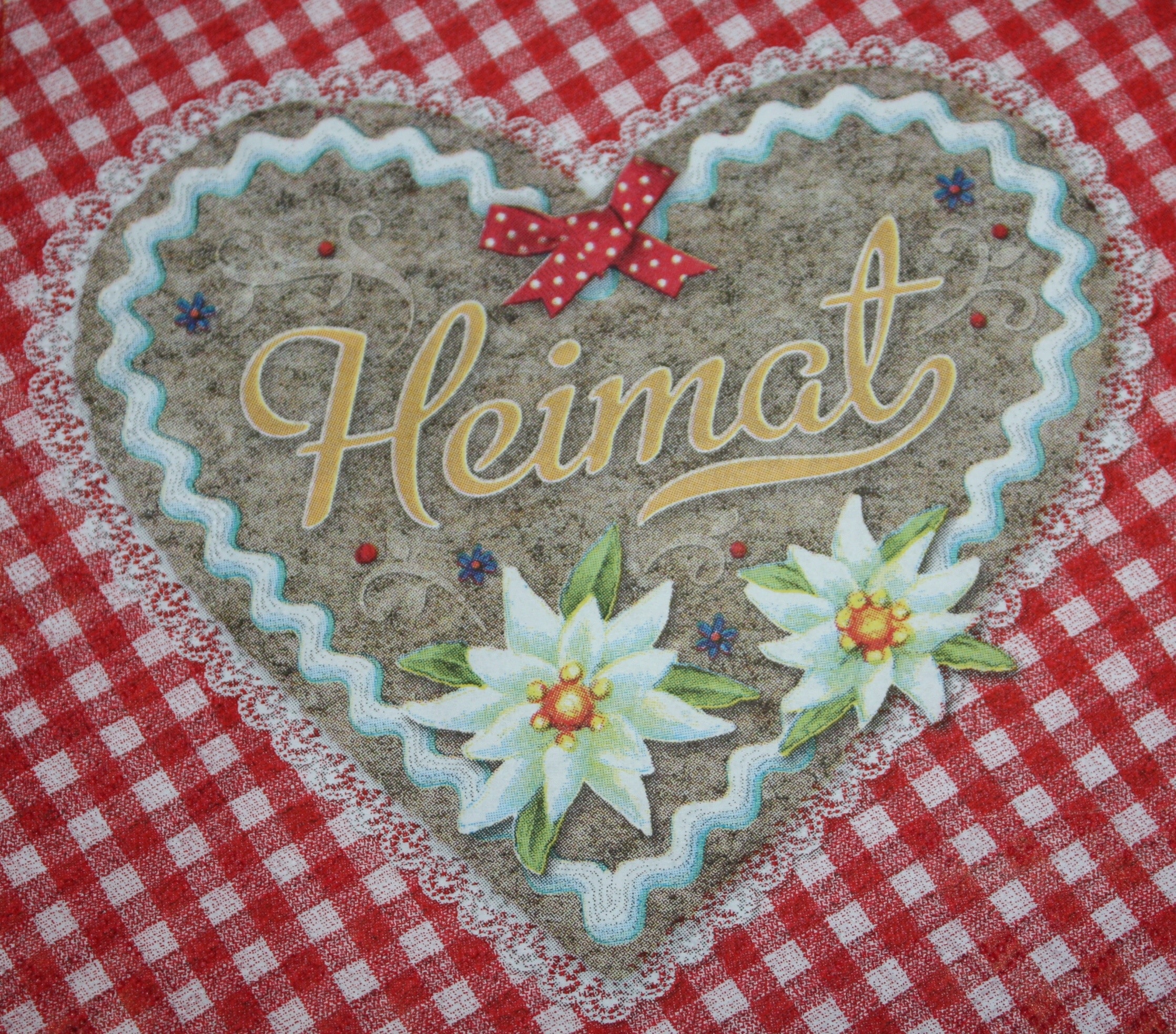 teal brown and beige heimat heart-shaped decor