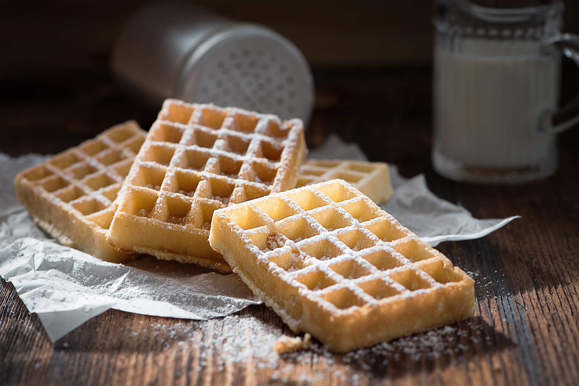 waffles with sugar on top