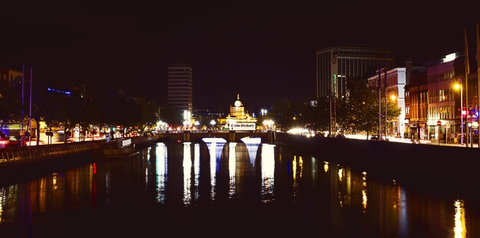 Bridge, City, Night, Lights, illuminated, reflection preview