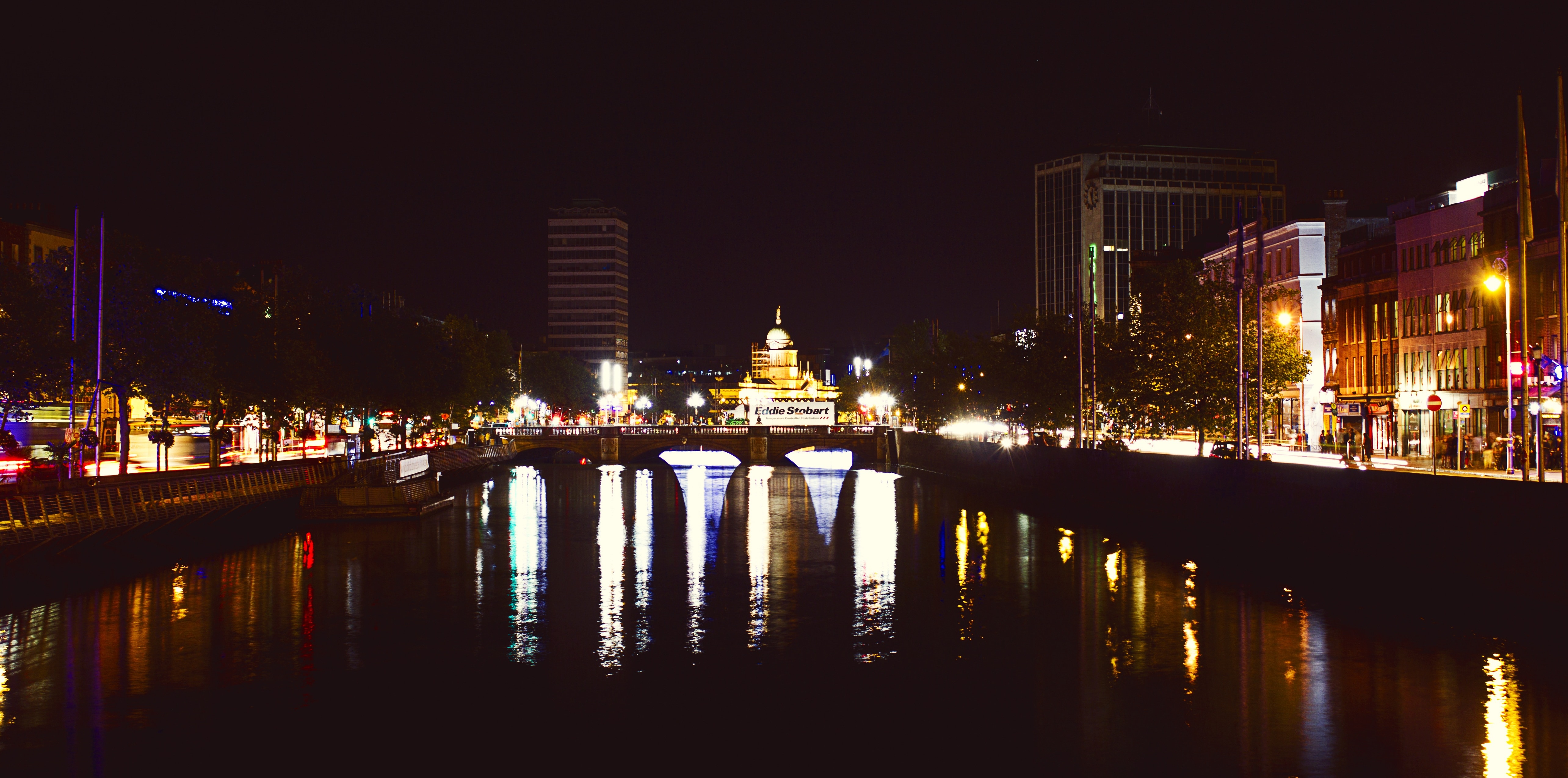Bridge, City, Night, Lights, illuminated, reflection