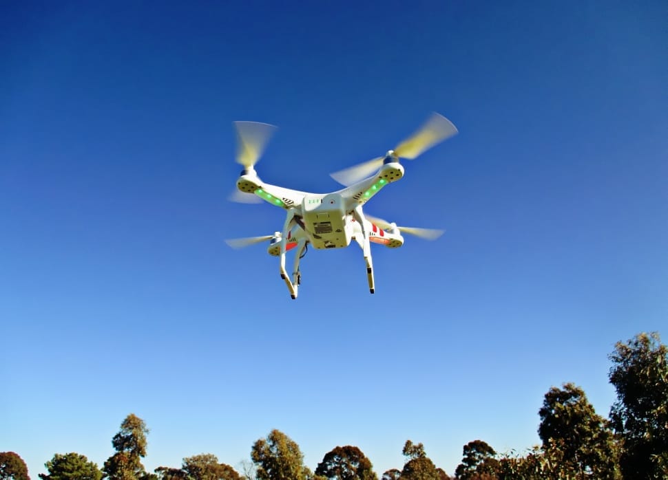 white quad copter drone preview