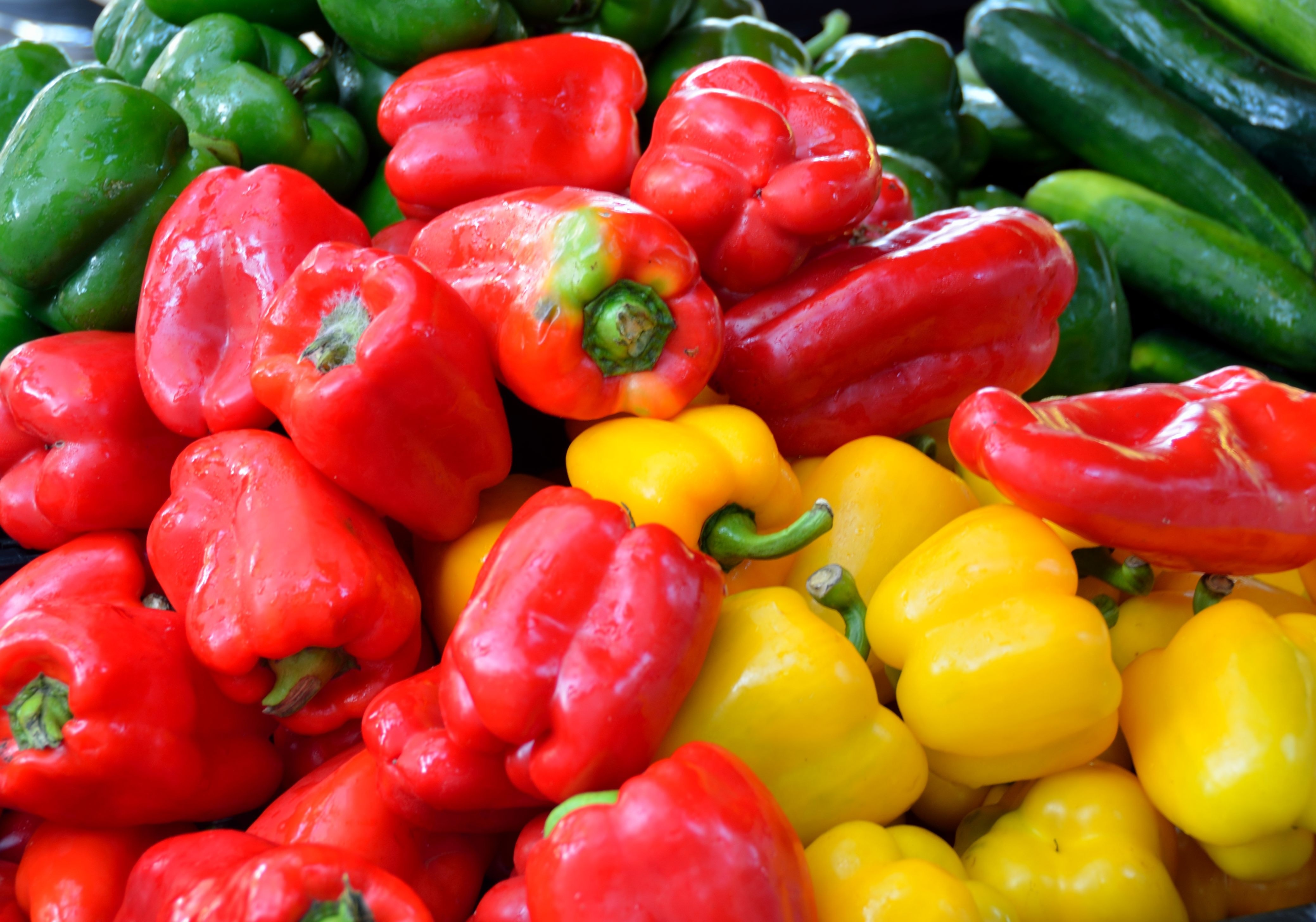 yellow green and red bell pepper lot