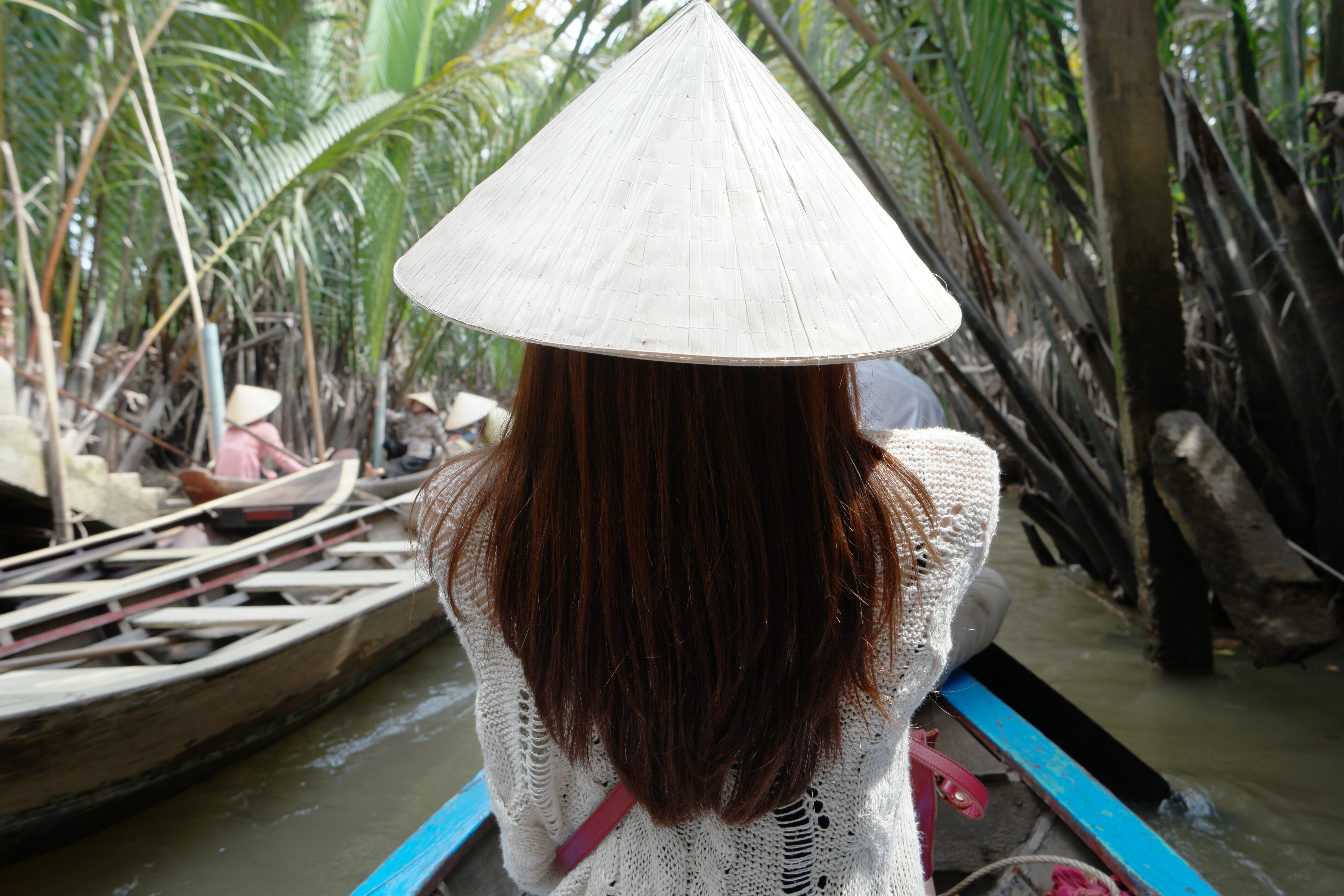 The Mekong River, The Mekong, Vietnam, rear view, one person