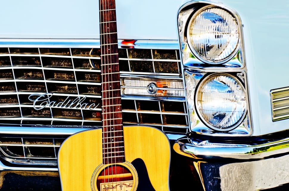 Headlights, Guitar, Vintage Car, retro styled, old-fashioned preview
