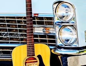 Headlights, Guitar, Vintage Car, retro styled, old-fashioned thumbnail