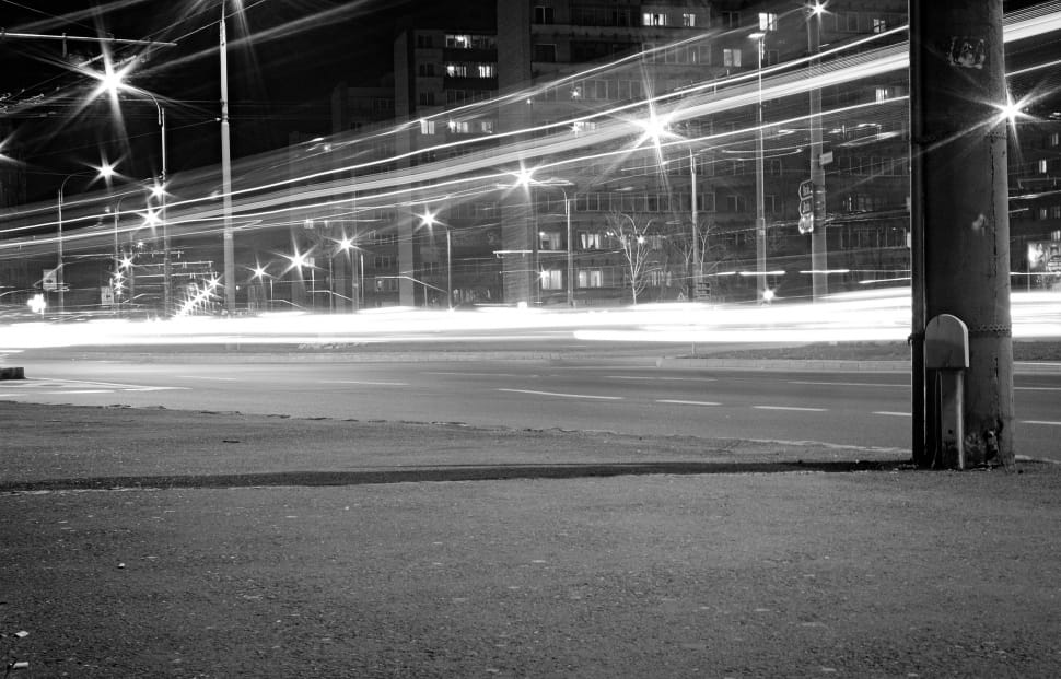 architecture, building, infrastructure, black and white, night, speed preview