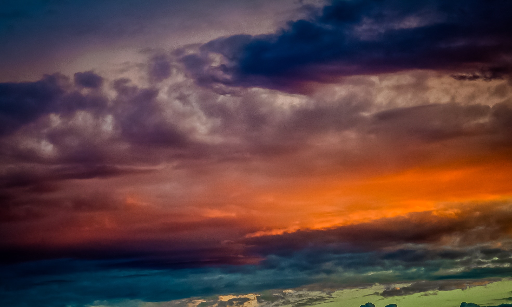 cumulunimbus clouds during sunset painting