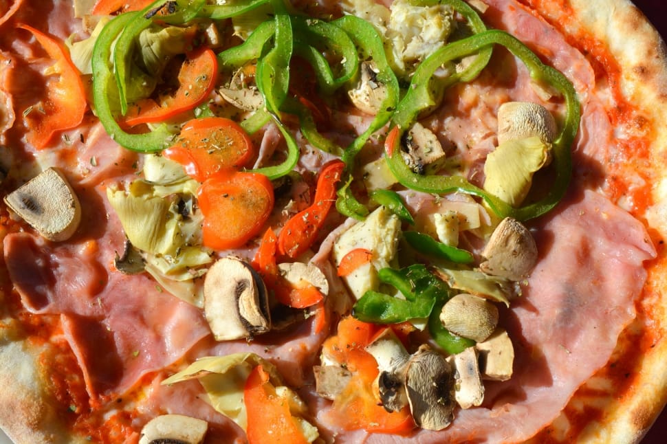 assorted slice vegetable in beige round pizza preview