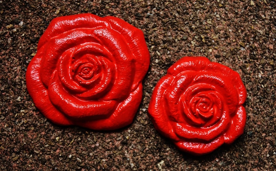 red ceramic rose flower figurine preview