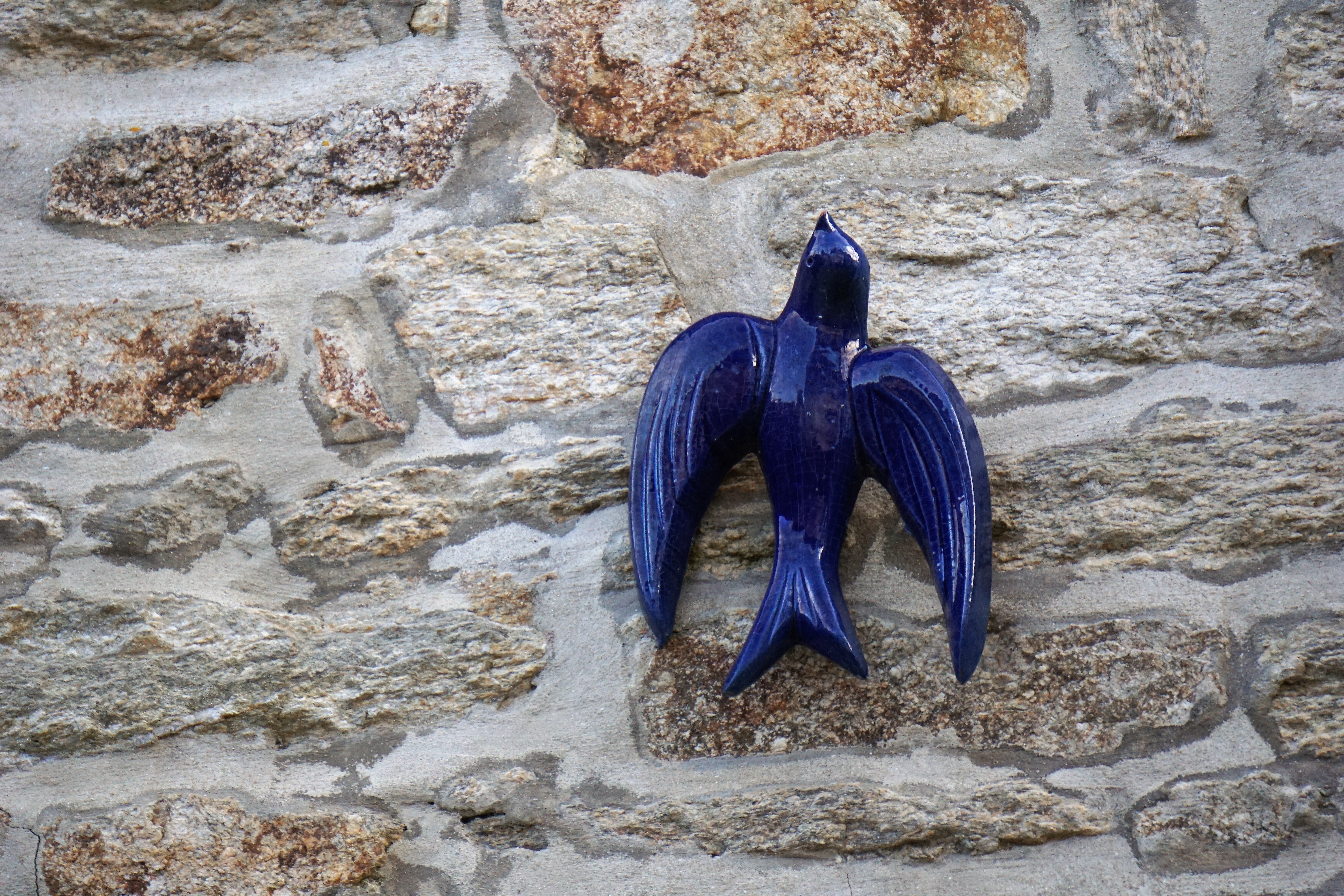 blue ceramic bird ornament